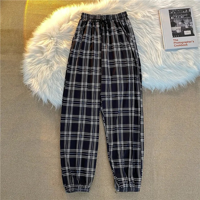 Plaid Loose-Fit Harem Pants