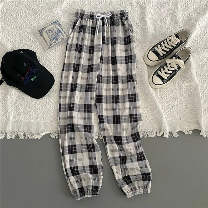 Plaid Loose-Fit Harem Pants